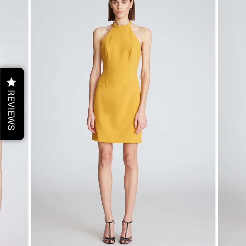 NEW HALSTON VIC halter crepe dress size 6 marigold color cocktail dress